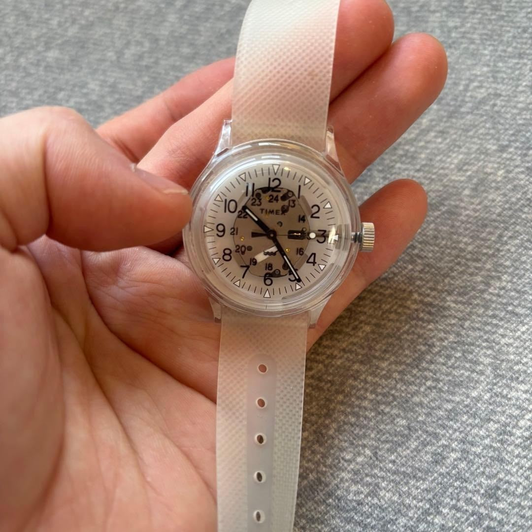 TIMEX x BEAMS Collaboration Skeleton Watch White Quartz Unisex Used No Box Rare