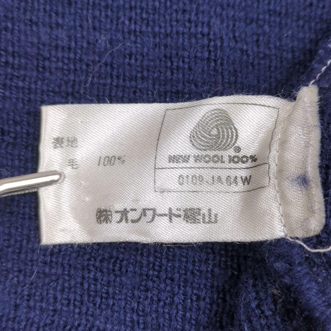 J.PRESS Wool 100% Cardigan Gold Button Emblem Embroidery Navy L From Japan