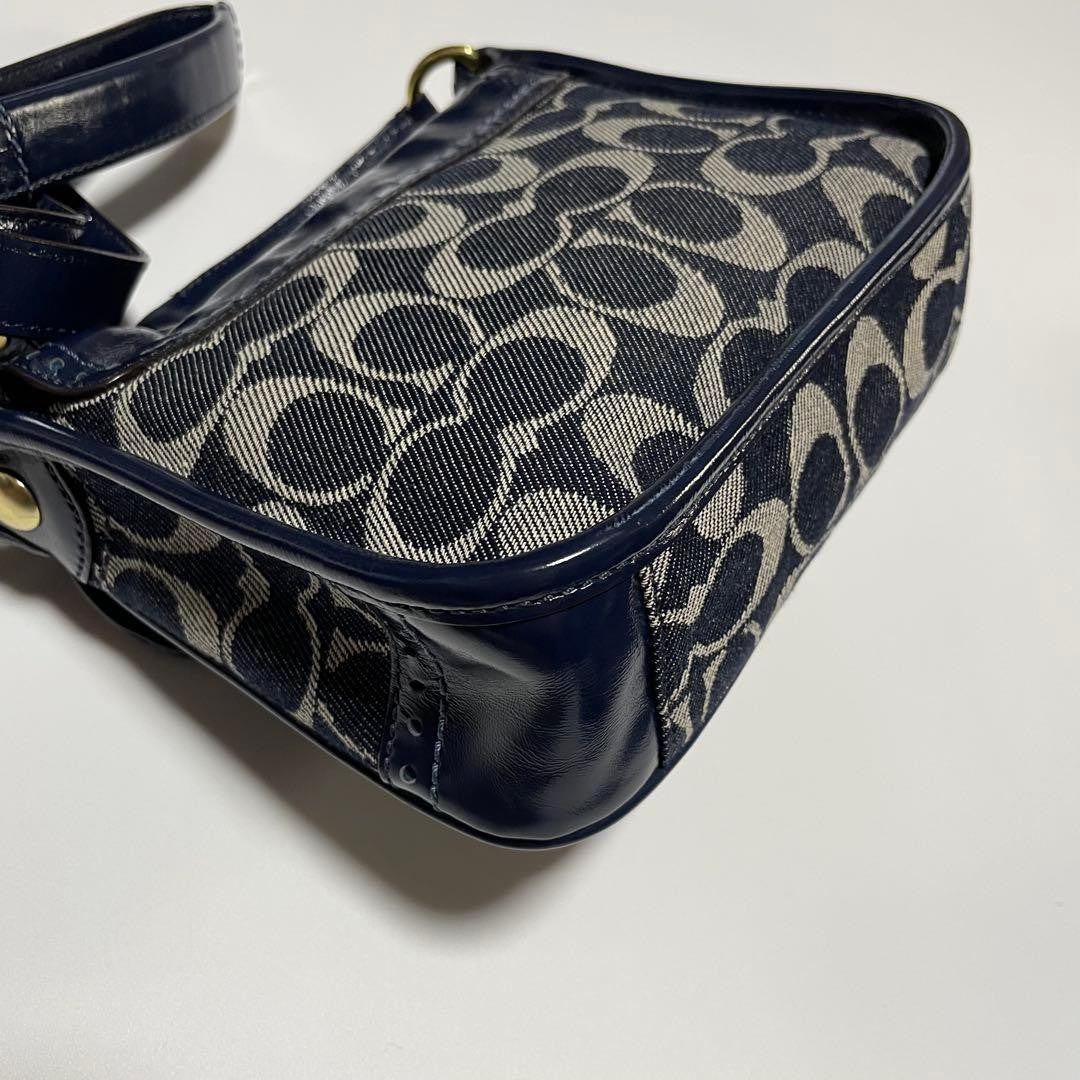 Coach Bleeker Legacy Denim Flap Bag Navy Denim Shoulder Bag Authentic