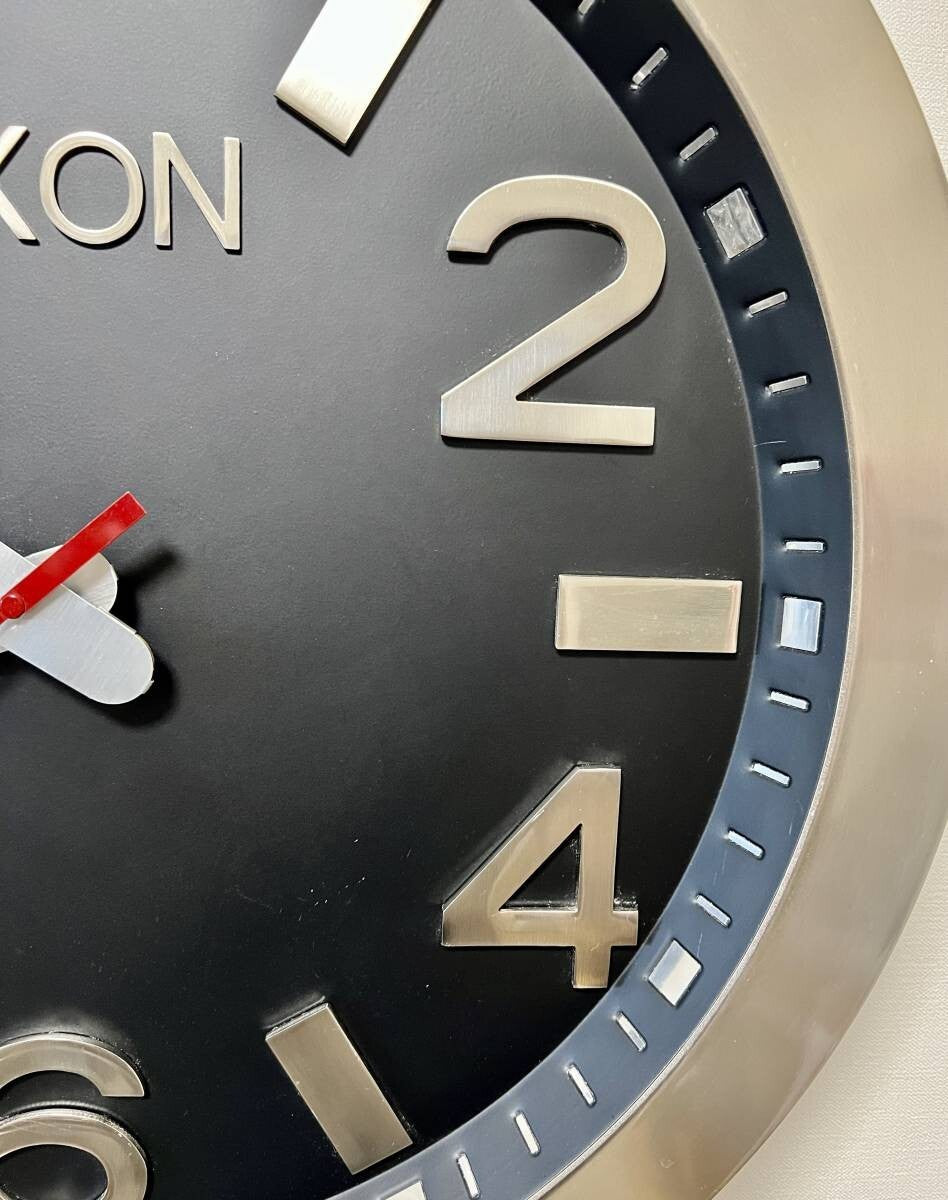 Nixon Wall Clock Large Analog Clock Round Black × Silver 23.5in Used