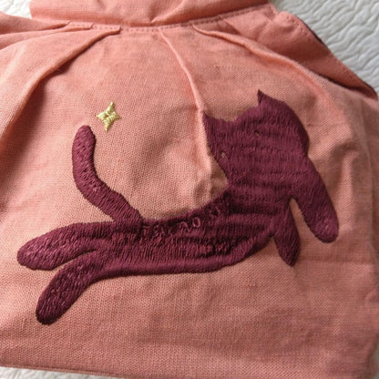 Tsumori Chisato Bag Cat Embroidery Hemp Bamboo Pre-owned free ship