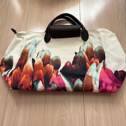 Longchamp Le Pliage Feather Print Tote Handbag Authentic RARE!