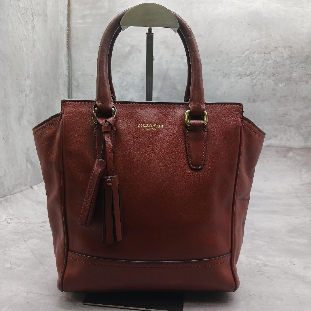 COACH Legacy Mini Tanner Leather Tote Handbag Brown Women Authentic