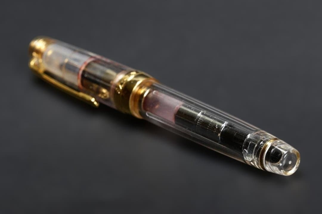 Sailor 1911 Fountain Pen 14K Gold Nib H-F Clear Red Demonstrator Vintage