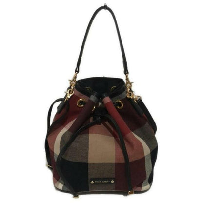 Auth BLUE LABEL CRESTBRIDGE - Bordeaux Black Multi Canvas Leather Shoulder Bag