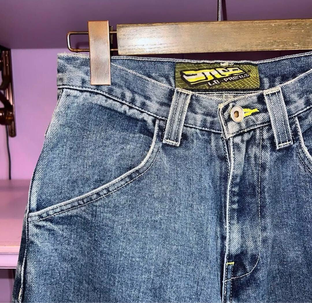 Vintage Rare 90s JNCO Jeans Buggy Yellow Logo Embroidery y2k RAVE Pants