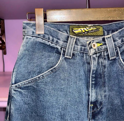 Vintage Rare 90s JNCO Jeans Buggy Yellow Logo Embroidery y2k RAVE Pants