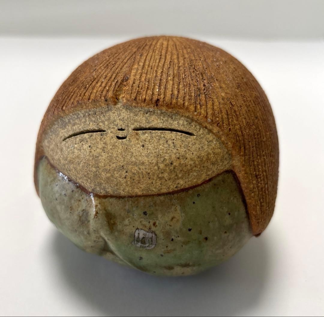 Antique ceramic doll, ceramic kokeshi, artist doll, retro kimono, child