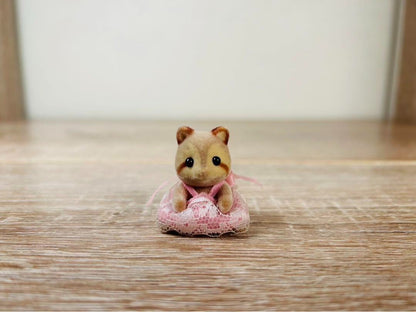 Vintage Rare Sylvanian Families Raccoon and Fairy Set Flower Swing stump