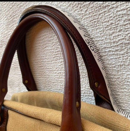 Rare grips Boston 2way Shoulder Bag Vintage Beige Leather Travel Purse