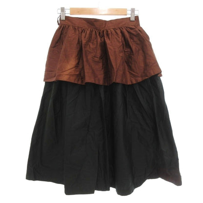 Vintage Yves Saint Laurent Peplum Flare Skirt Size M Black Brown Cotton YSL