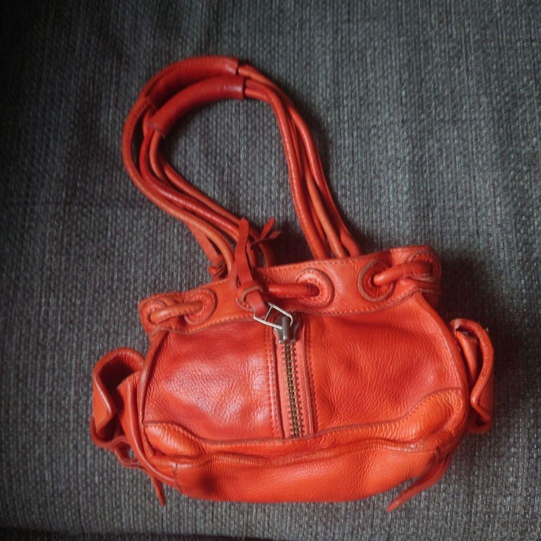Diesel Women Orange Genuine Leather Handbag Zipper Braided Design Luxury Modern