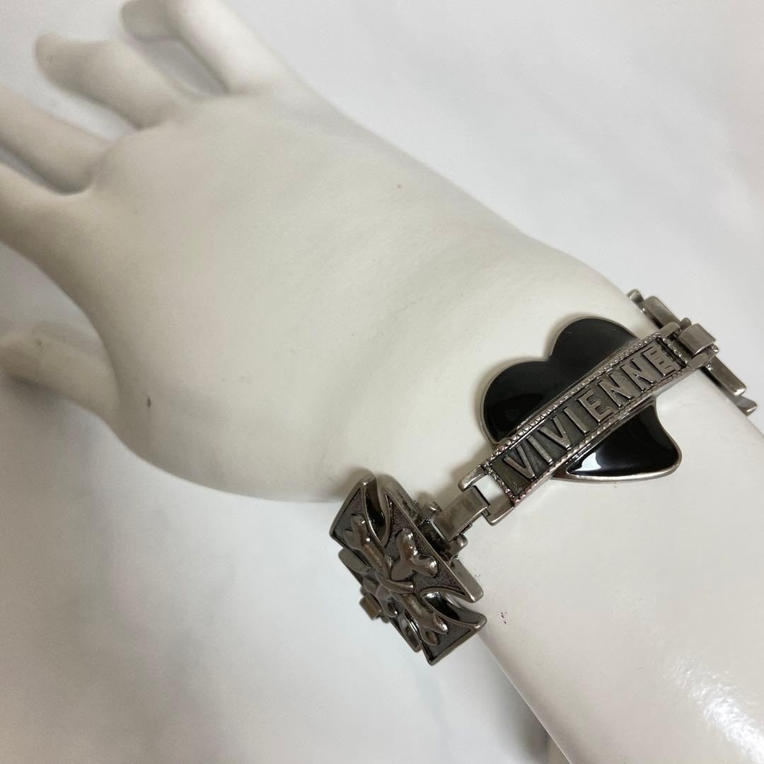 Vivienne Westwood Logo Heart Bracelet Silver Jewelry Japan Rare Gift