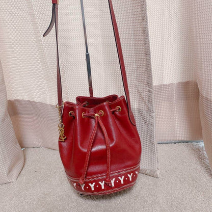 Saint Laurent Shoulder Bag Crossbody YSL Cassandra Charm Leather Red Auth JAPAN