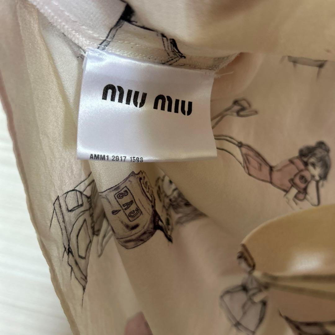 MIUMIU illustration print short sleeve silk shirt 36 collection F/S from Japan