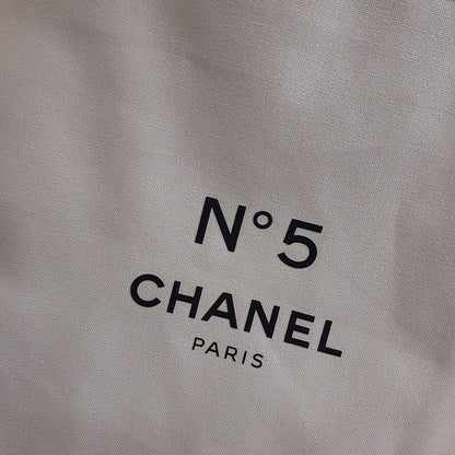 CHANEL Canvas Pouch Bag Auth White Black Women France 121304