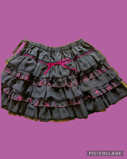 H.Jelly Black Frill Mini Skirt Naoto h.