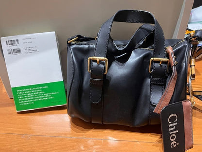 Chloe Sam Mini Boston Leather Shoulder Bag Black 2way Strap Included W/Coin case