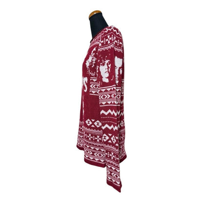 HYSTERIC GLAMOUR Women Knit Sweater Burgundy Cramps Design Rare Used Vintage JPN