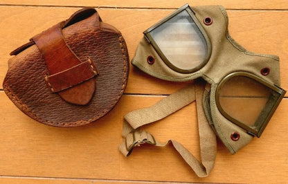 WW2 Imperial Japanese Army Tanker Goggles with Original Leather Case IJA Rare