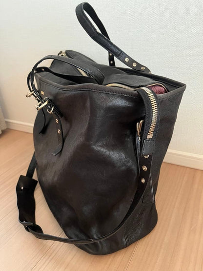 Lacoste Women Black Leather Tote Bag Shoulder Limited Edition Rare french Fashio