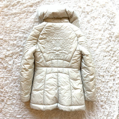 CELINE macadam embroidery metal zip pull padded coat (40)