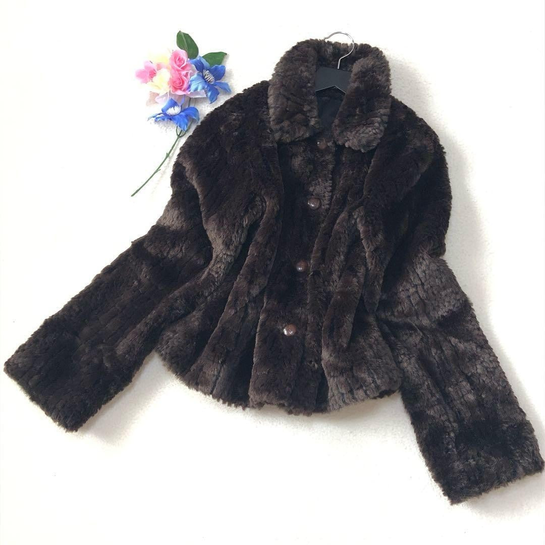 Max Mara reversible Fur Jacket Coat Blouson Women Size 44 Brown Black