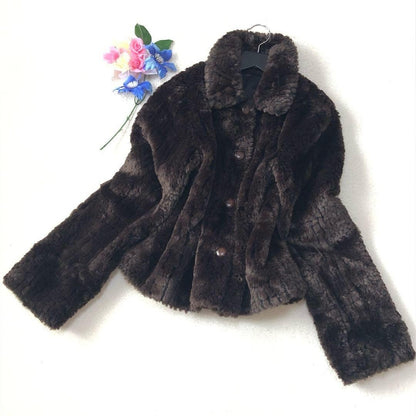 Max Mara reversible Fur Jacket Coat Blouson Women Size 44 Brown Black