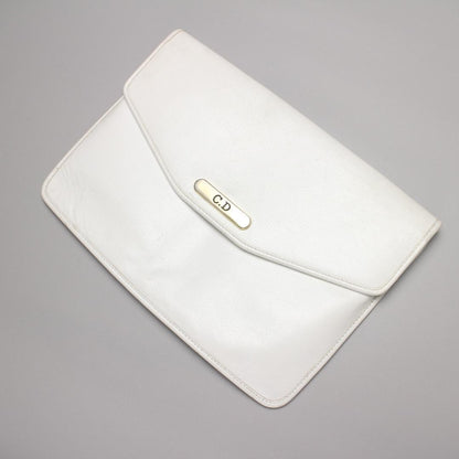 Christian Dior Clutch Bag Vintage Hook Broken White Authenticated USED