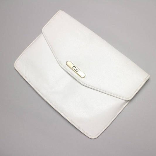 Christian Dior Clutch Bag Vintage Hook Broken White Authenticated USED