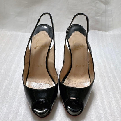 Rare Christian Louboutin Black Patent Platform Pumps Size EU34/US4