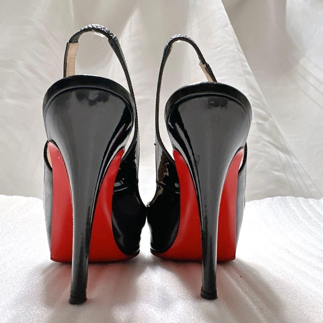 Rare Christian Louboutin Black Patent Platform Pumps Size EU34/US4