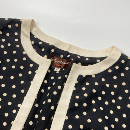 Yves Saint Laurent M Women Collarless Jacket Vintage Dot Stylish Clothing