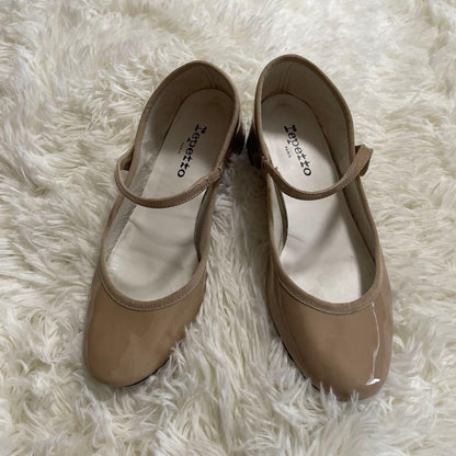 Rare Repetto Ballet Flats Strap Size EU38.5 US8.5 Beige Leather Women's Shoes