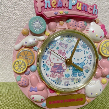 SANRIO Hello Kitty Fresh Punch Relief Harmonyland Table Clock Vintage Japan