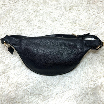 COACH F48738 Waist Bag Leather Black Gold Hardware Crossbody Unisex Genuine