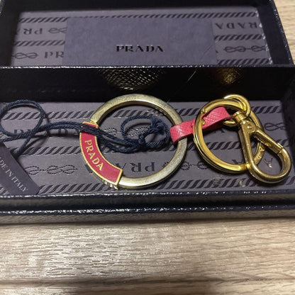 PRADA Authentic Keychain Key Ring Key Chain Bag Charm Saffiriano Metal Leather