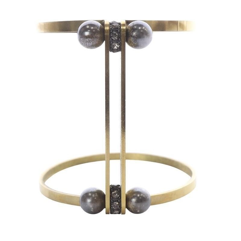 Lanvin Albert Era Costume Jewelry Pearl Motif Bangle Bracelet Gold V4