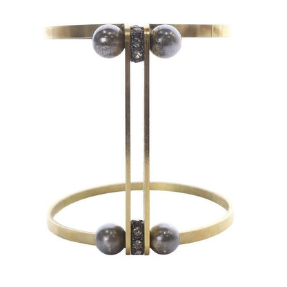 Lanvin Albert Era Costume Jewelry Pearl Motif Bangle Bracelet Gold V4