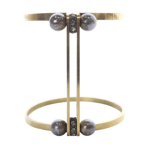 Lanvin Albert Era Costume Jewelry Pearl Motif Bangle Bracelet Gold V4