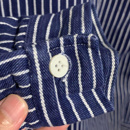 Vintage Blue Striped Fisherman Smock Men's Shirt