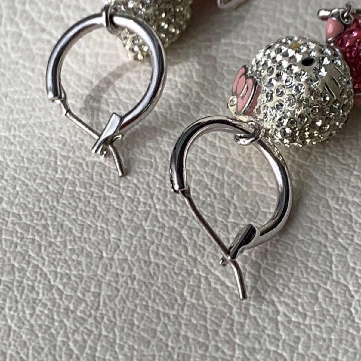 Rare, discontinued Hello Kitty earrings, Swarovski crystal hoop earrings set.