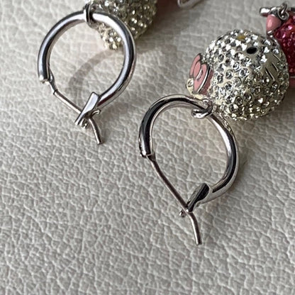 Rare, discontinued Hello Kitty earrings, Swarovski crystal hoop earrings set.