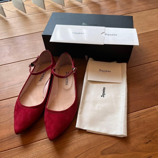 Rare Repetto Clemence Red Patent Leather Ballet Flats Size 38