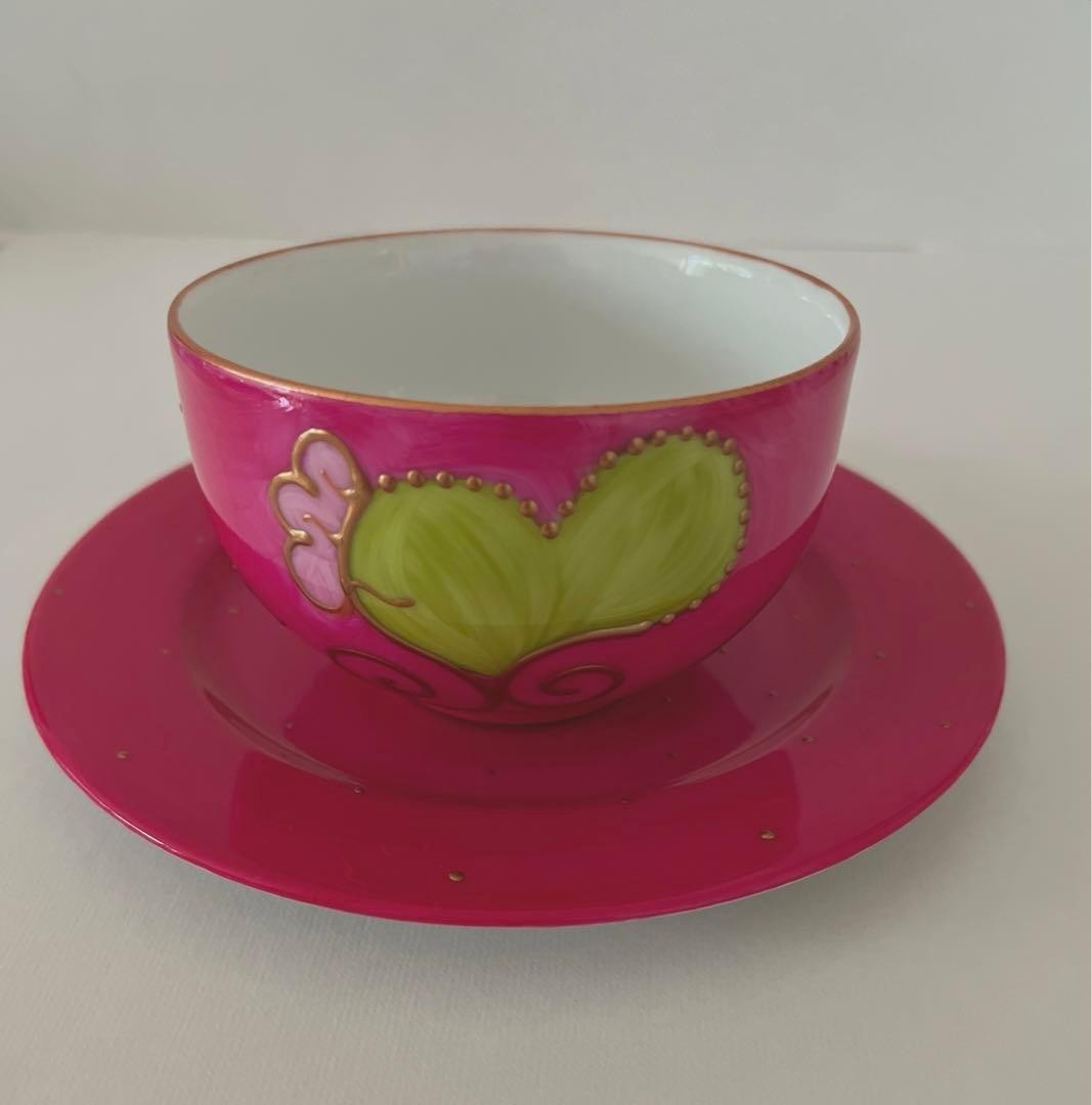 Soizick Tea Cup Saucer Pink French Porcelain Collectible Tea Set Rare