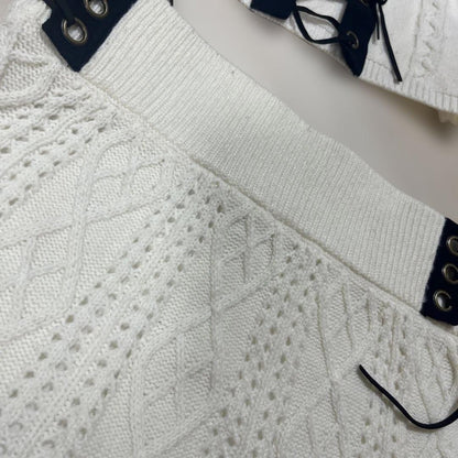 D.I.A. Lace-Up Set Up White Knit Women's Size S From Japan
