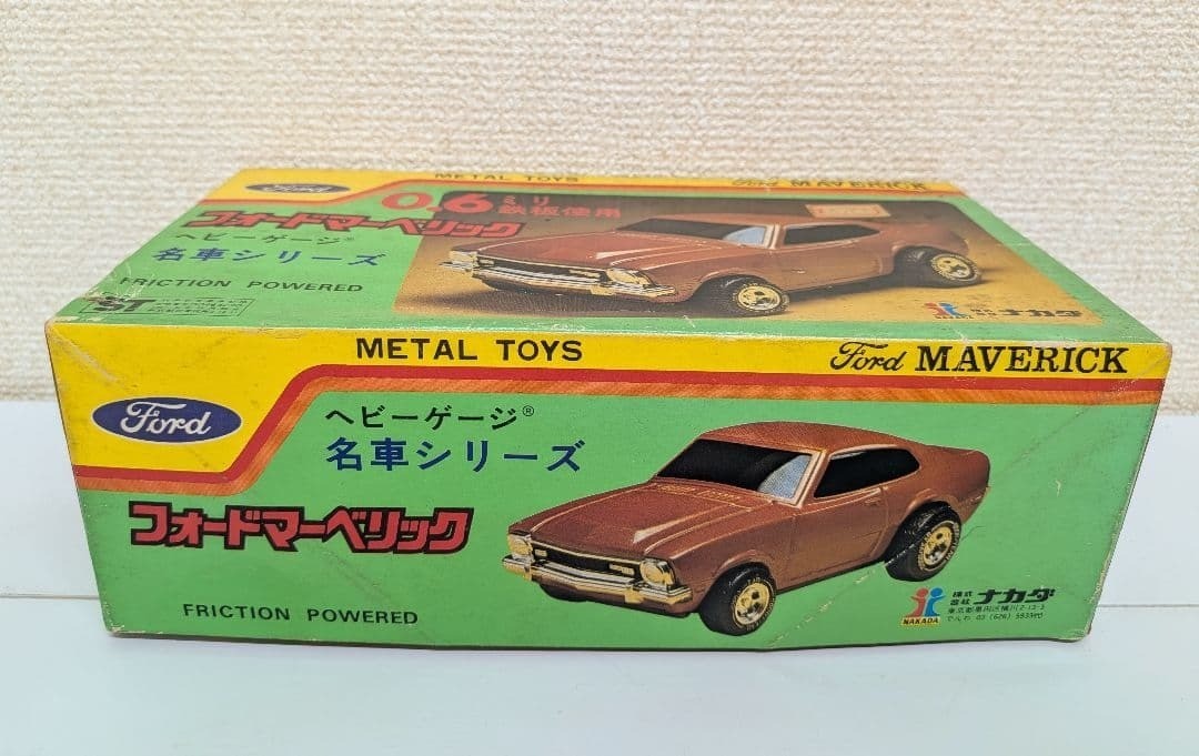 NAKADA Ford Maverick Tin Toy 0.6mm Iron Plate Vintage Miniature Cars Box Used
