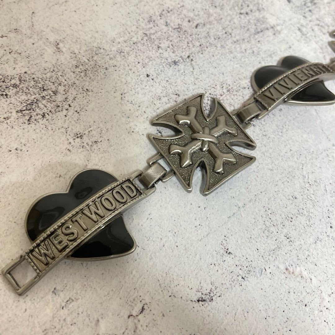 Vivienne Westwood Logo Heart Bracelet Silver Jewelry Japan Rare Gift