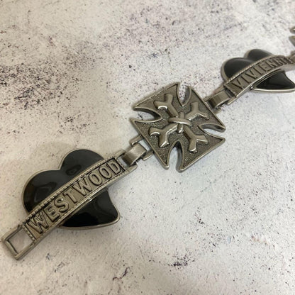 Vivienne Westwood Logo Heart Bracelet Silver Jewelry Japan Rare Gift