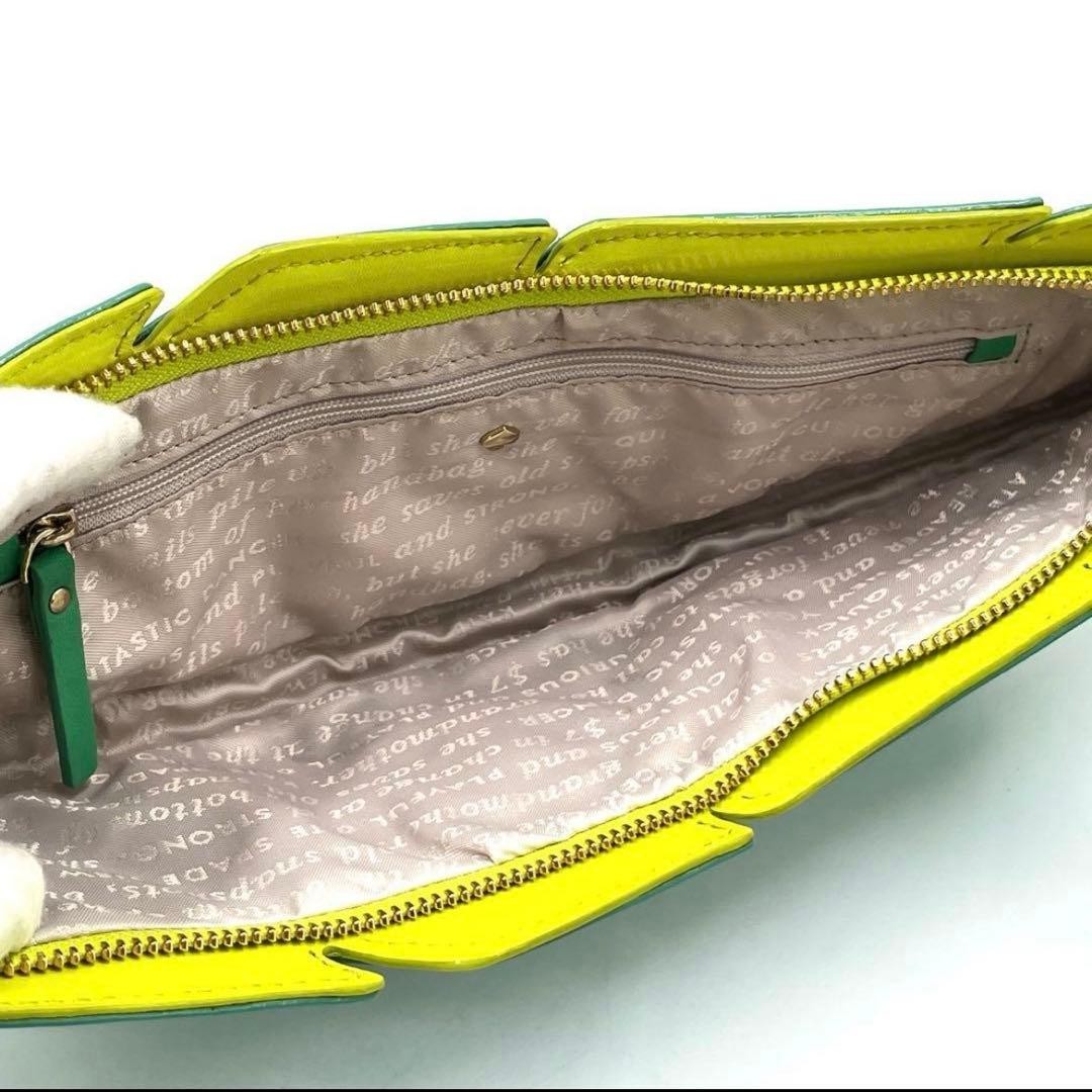 Kate Spade Leaf Handbag Green Leather Rare Gold Logo Clutch Bag Women